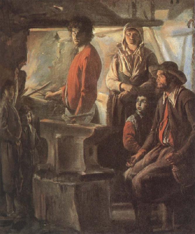 Antoine Le Nain Blacksmith at his forge France oil painting art